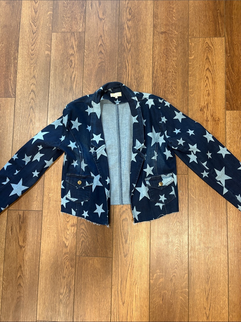 Star-Print Navy Denim Jacket - Women's Jean Jacket